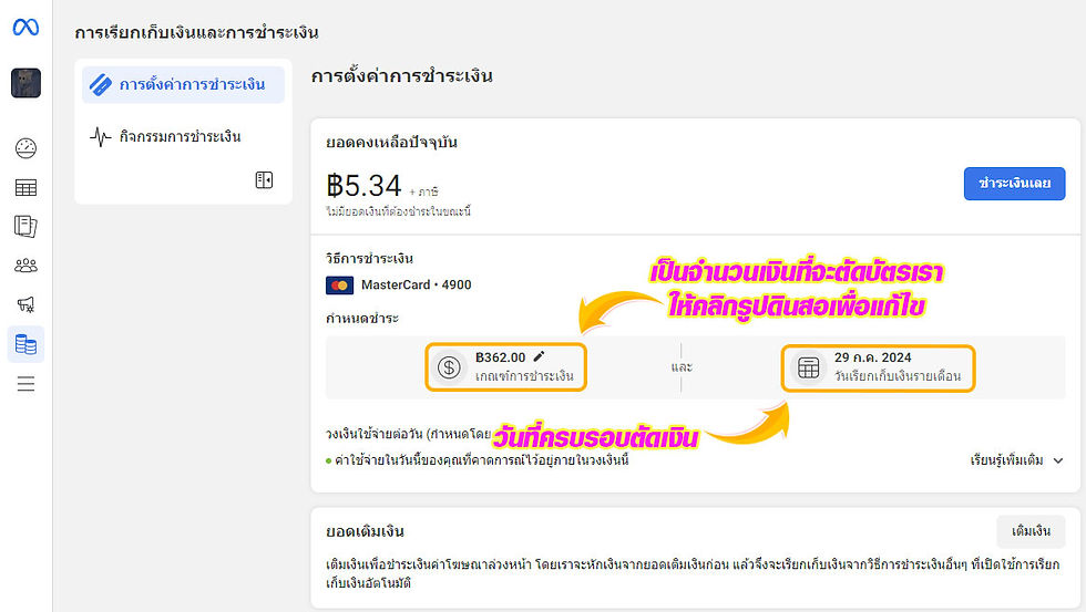 ชำระเงิน, เกณฑ์การใช้จ่าย, ตัดเงิน, จ่ายผ่านบัตร, เติมเงิน, การชำระเงิน, เฟสบุ๊ค, Facebook