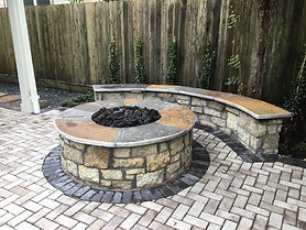 Ball Outdoor fire pit and seat wall