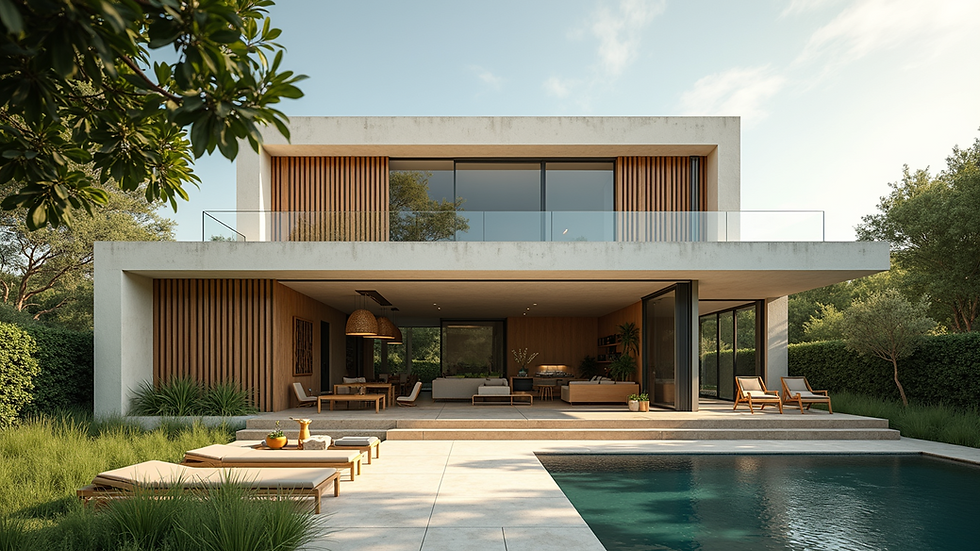 Eye-level view of a modern eco-friendly home in Merida