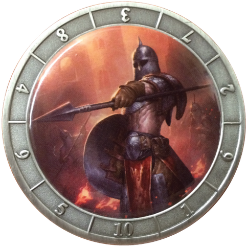 Brass coin, picture insert with epoxy coating, antique silver plated, no enamel