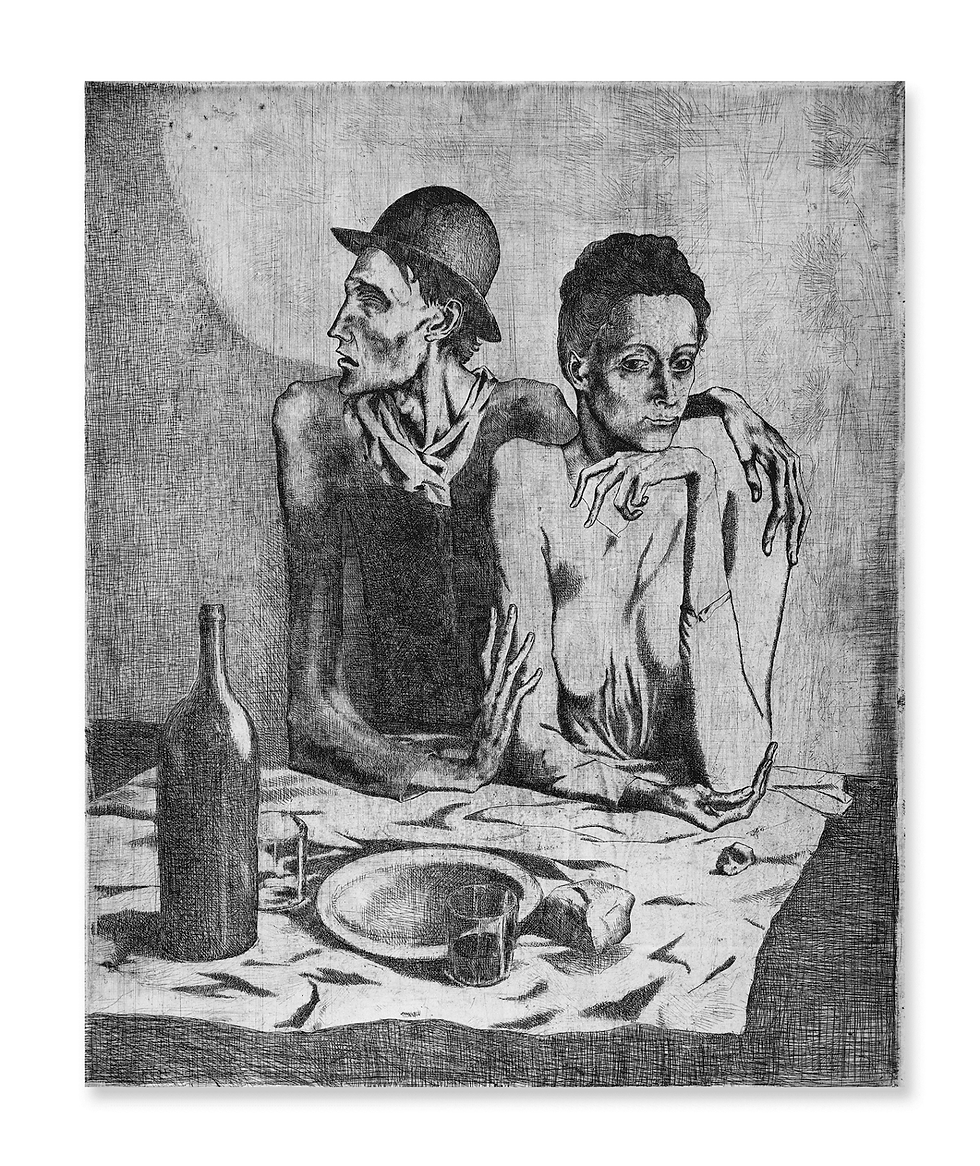 Pablo Picasso (1881-1973), 'The frugal meal'. Etching, 1904. © Succession Picasso/DACS, London 2024