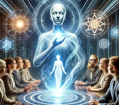 DALL·E 2025-01-29 16.57.57 - A visionary leader surrounded by a glowing aura, actively lis