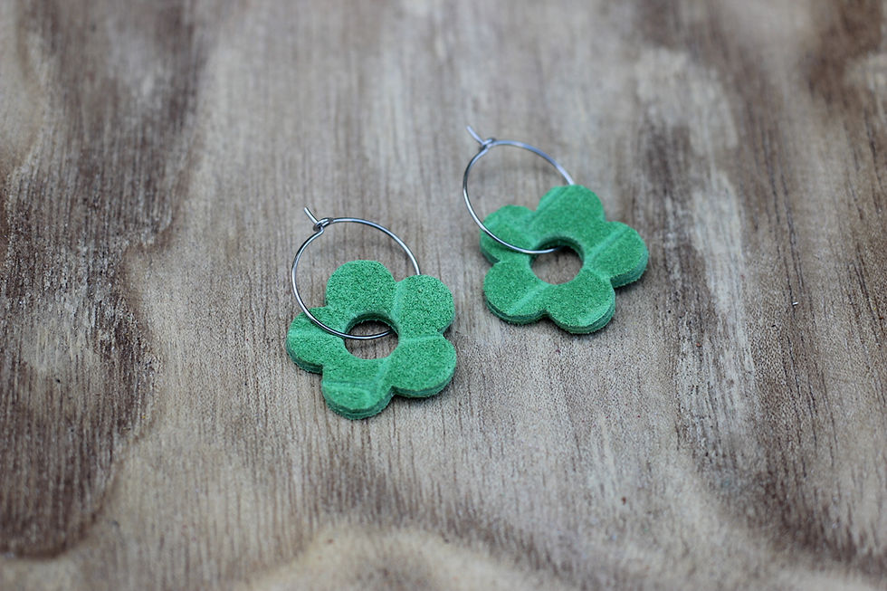 Miniature : Créoles fleur cuir acier inoxydable LILOU
