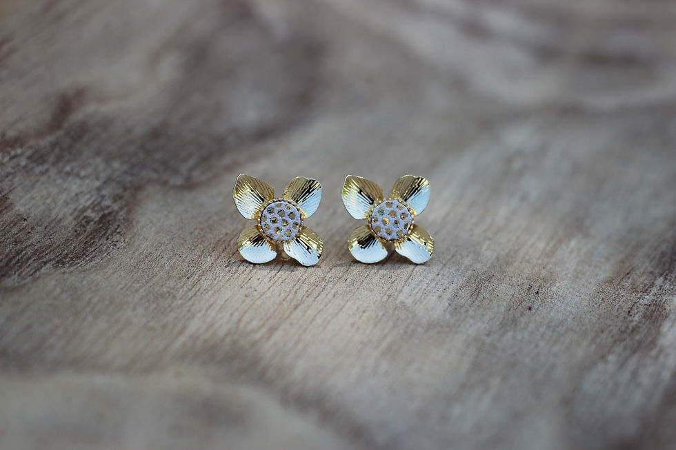 Miniature : Puces d'oreilles cuir laiton doré à l'or fin 2 en 1 NORA