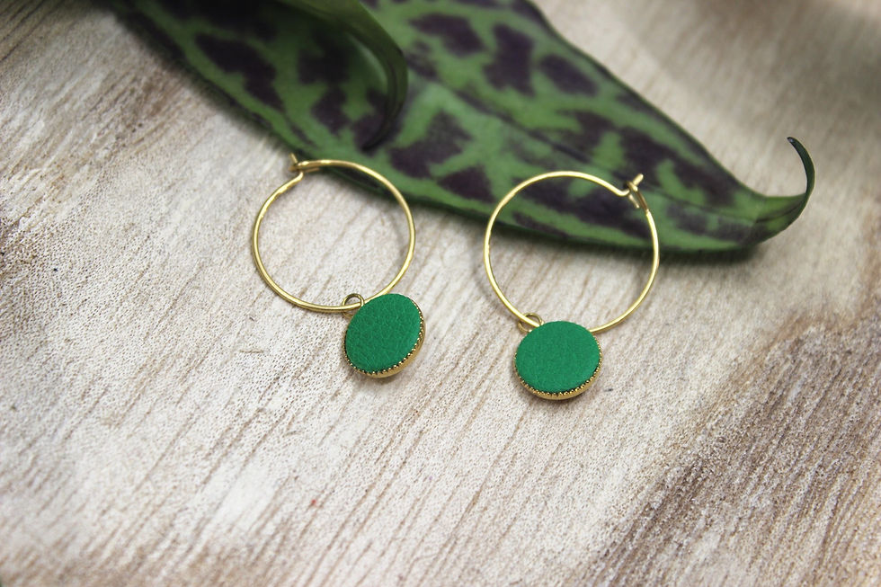 Miniature : Créoles cuir acier inoxydable MARINE