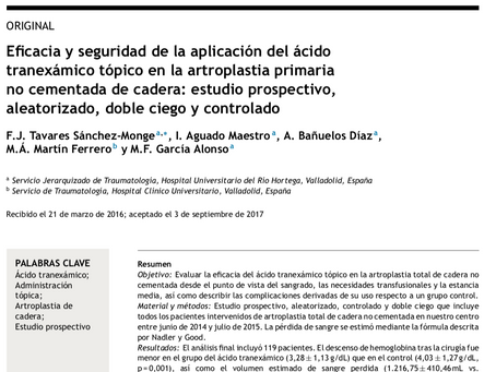 Los integrantes de ICOTVA consiguen el primer premio de la Revista Española de Traumatología