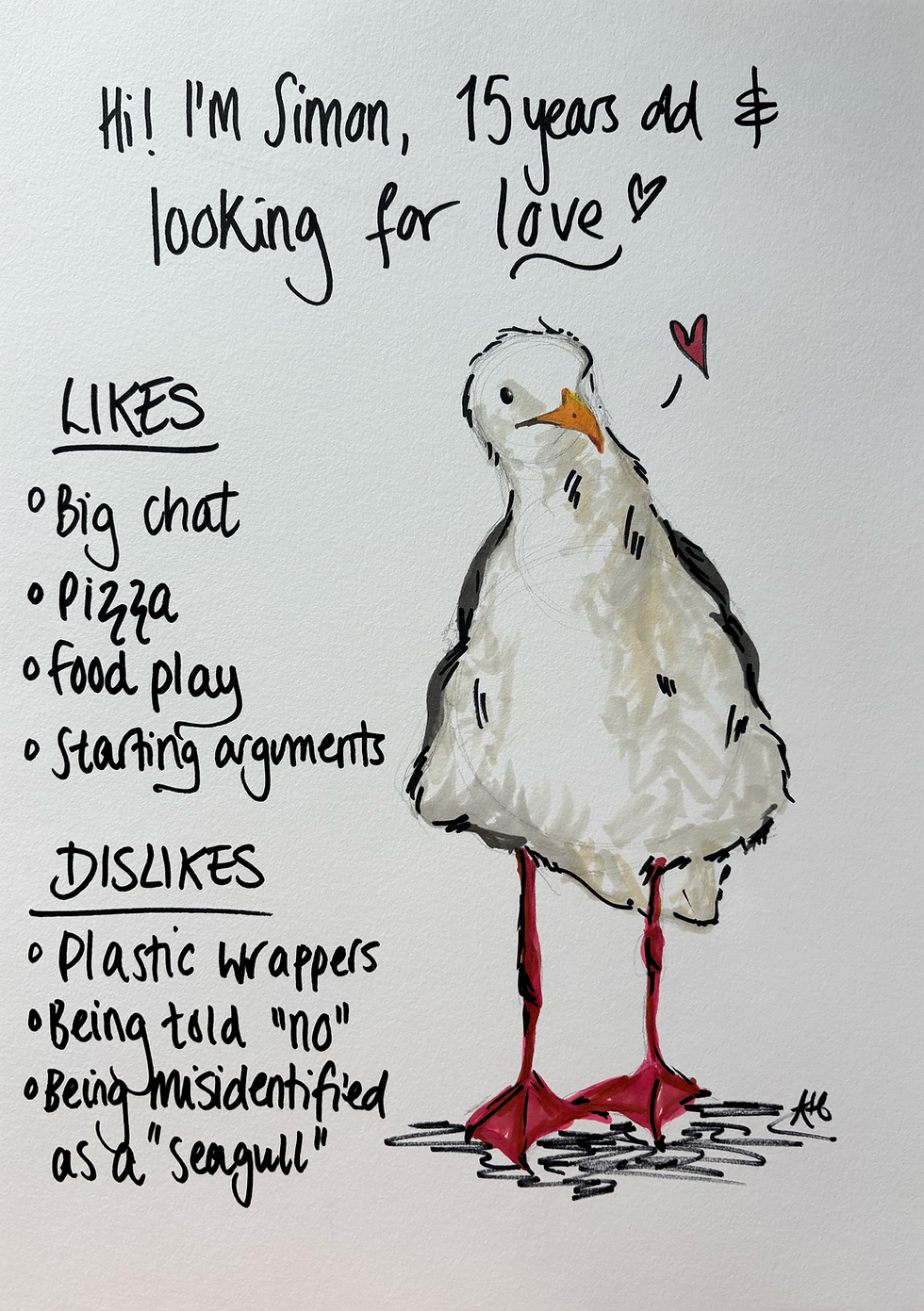 Thumbnail: Looking for Love Birbs #birbtinder, A6 print