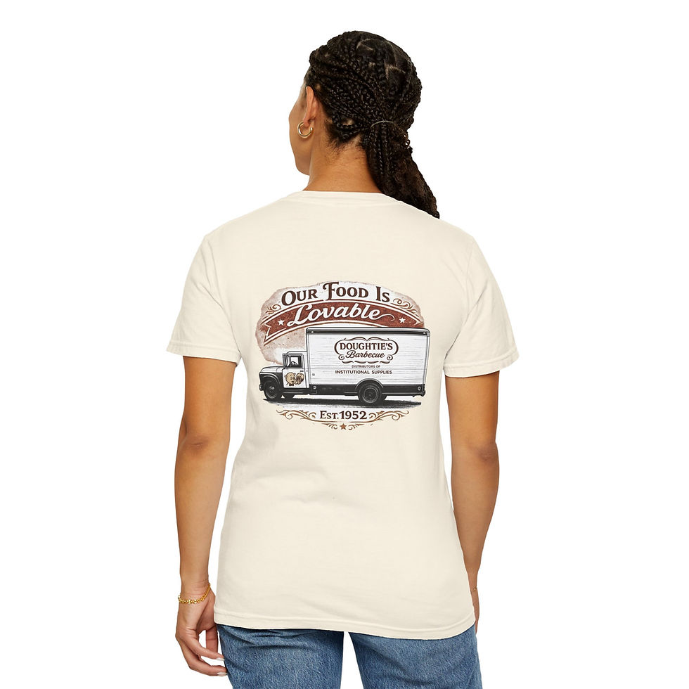 Thumbnail: Doughtie’s BBQ Vintage Delivery Truck T-Shirt - Our Food Is Lovable 