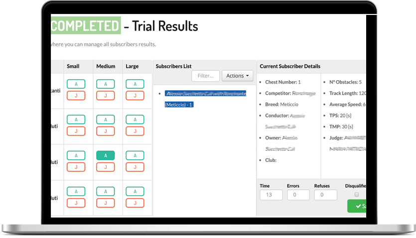 1DogSports scoring software and app screenshot