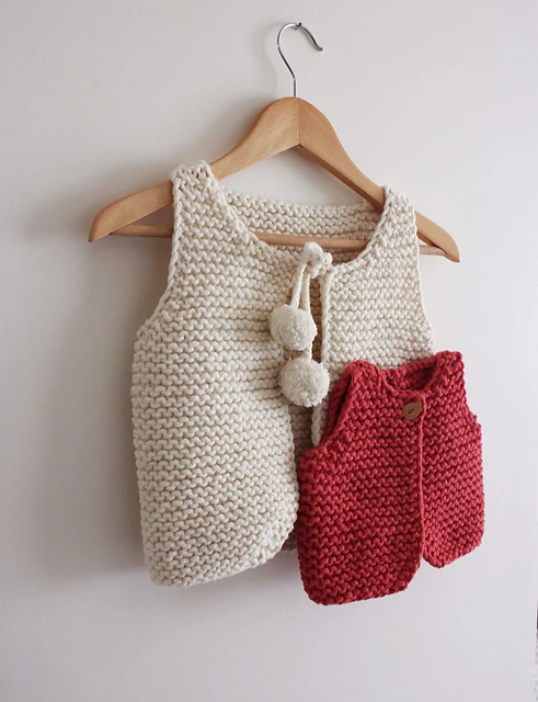 Knitting pattern vest for kids garter stitch easy bulky yarn knitcrate