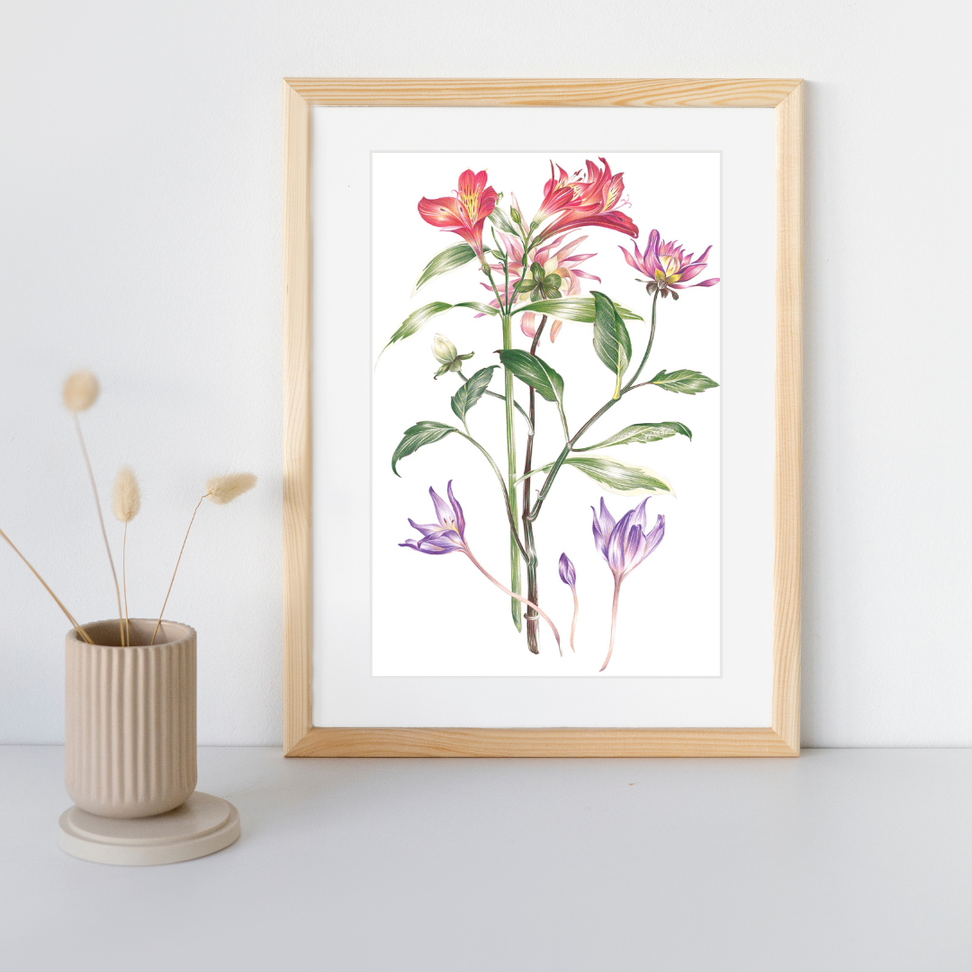 'Mixed Flowers' Botanical - Original