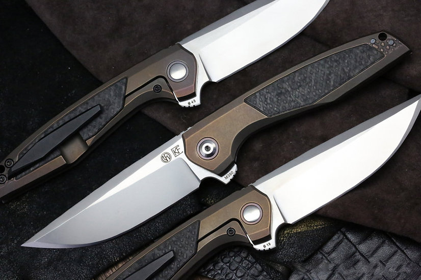 Custom Knife Factory Switch Knife M390 Steel, Titanium, CF & Zirconium