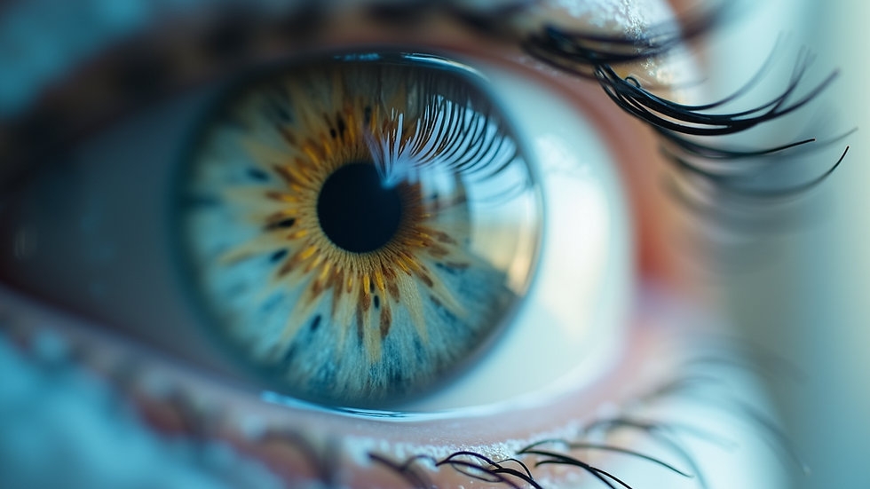 Close-up view of an artificial cornea model