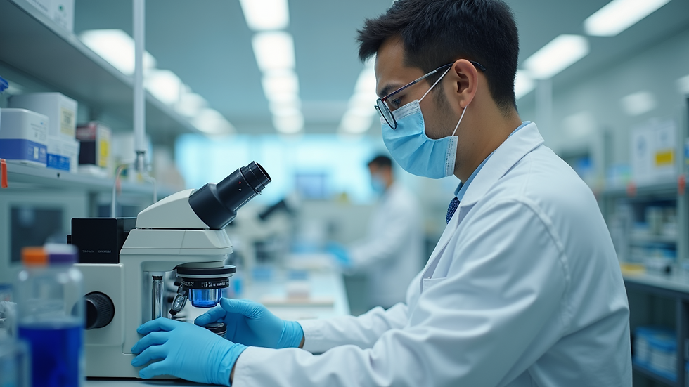 High angle view of a laboratory focused on corneal research