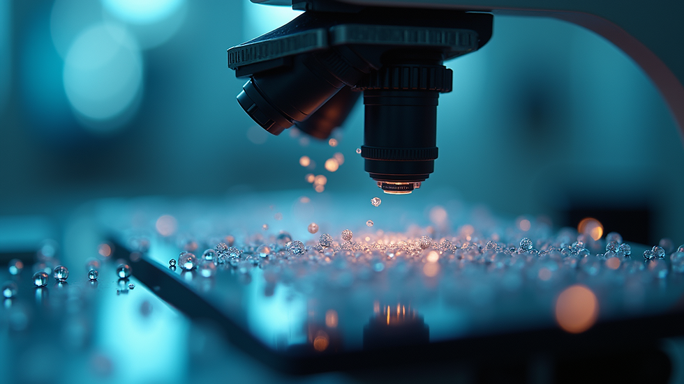 Close-up view of nanoparticles under a microscope