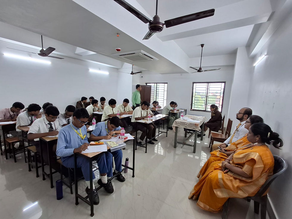Students participating in the Golden Jubilee Inter-School Quiz at Julien Day School Ganganagar