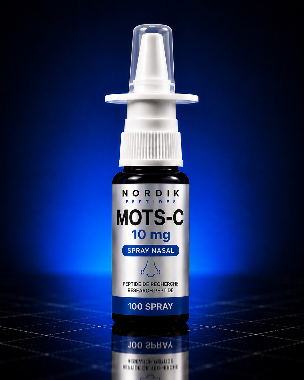 Vaporisateur nasal MOTS-C 10mg - 10ml de Nordik Peptides pour la recherche en laboratoire, avec contrôle qualité et COA dispo