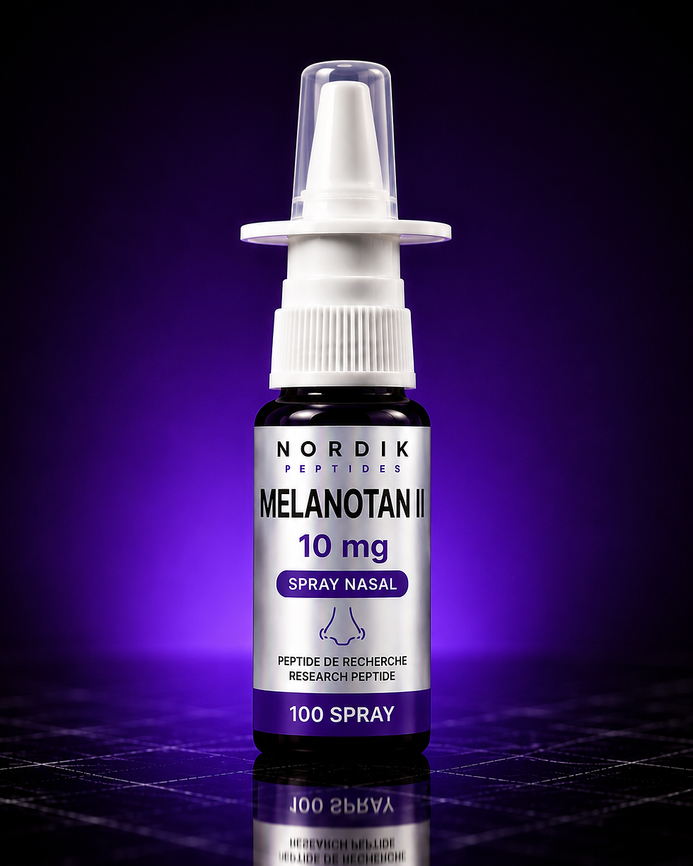 Vaporisateur nasal Melanotan II 10mg - 10ml de Nordik Peptides pour la recherche en laboratoire, avec contrôle qualité et COA