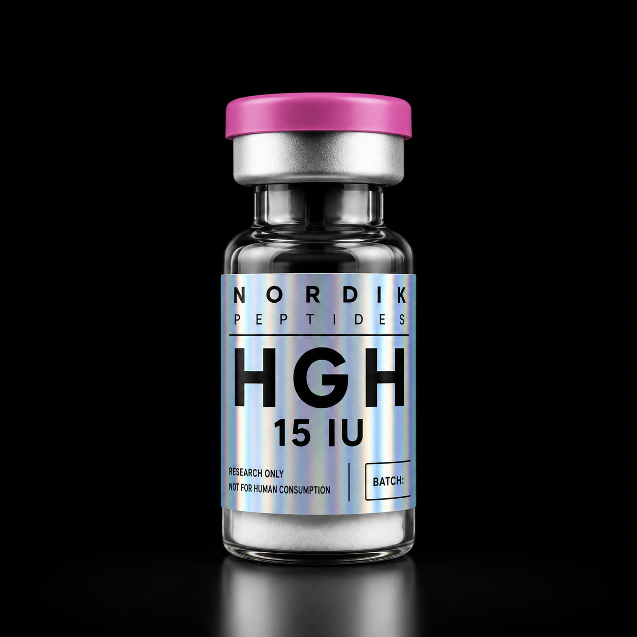Fiole HGH 15 IU de Nordik Peptides, hormone de croissance de recherche de haute pureté avec analyses HPLC et certificat d’ana