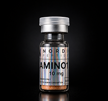 Case premium effet marbre Nordik Peptides conçue pour le rangement et la protection des fioles de recherche.