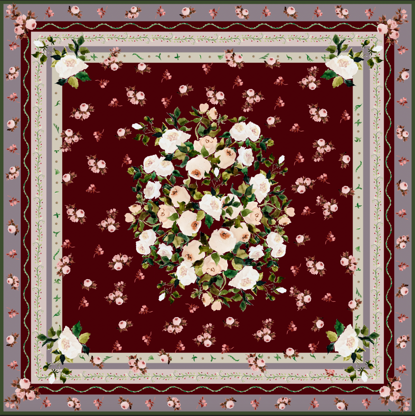 Winter Roses Silk Scarf