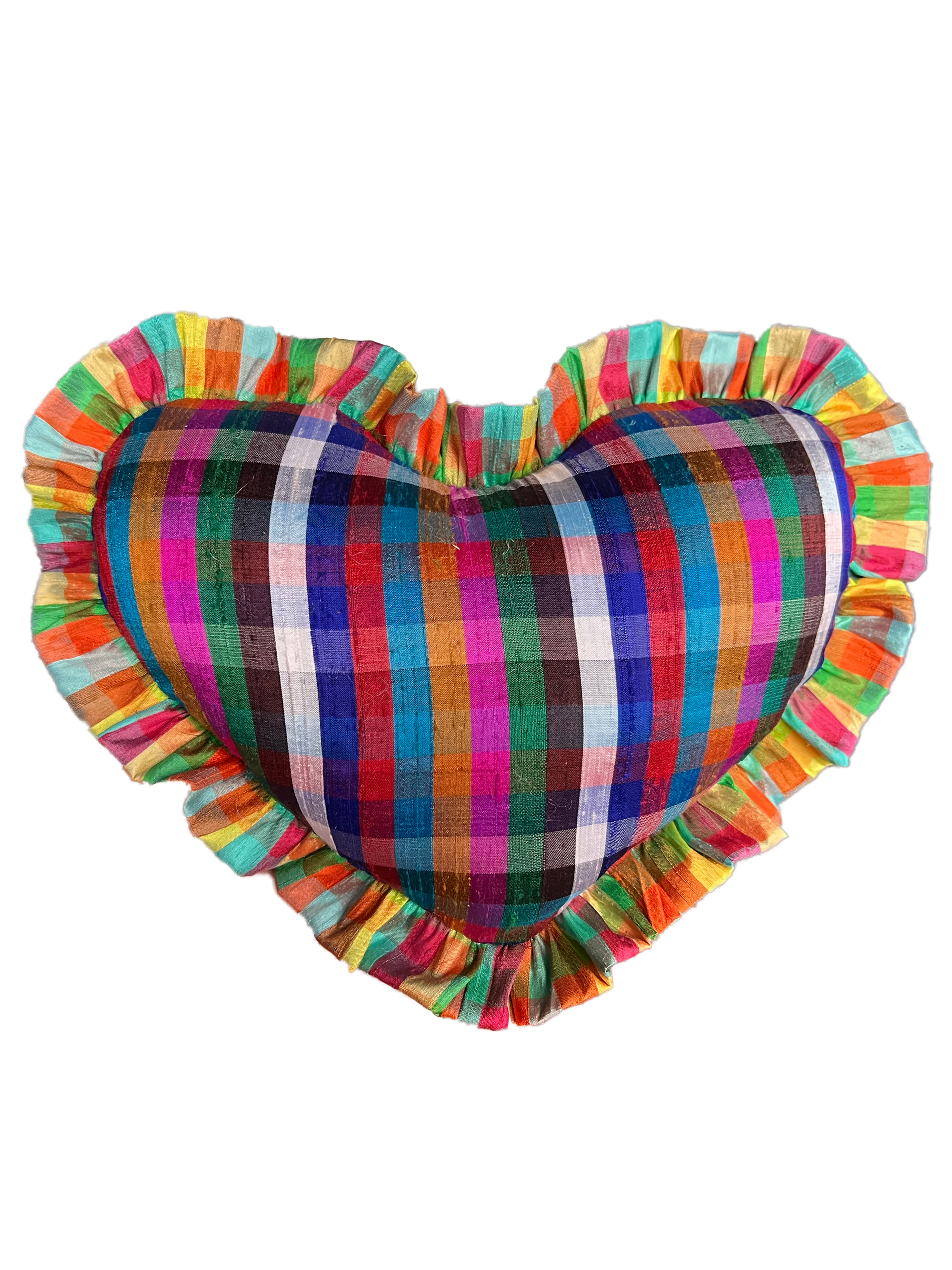 Medium Heart Pillow in Bold Multi Plaid