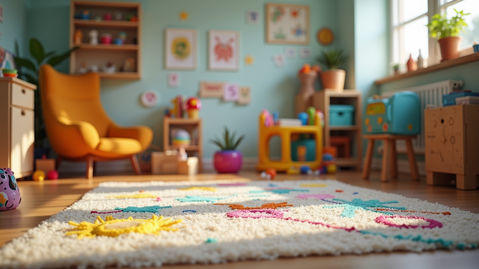 Eye-level view of a colorful play therapy room filled with toys and art supplies