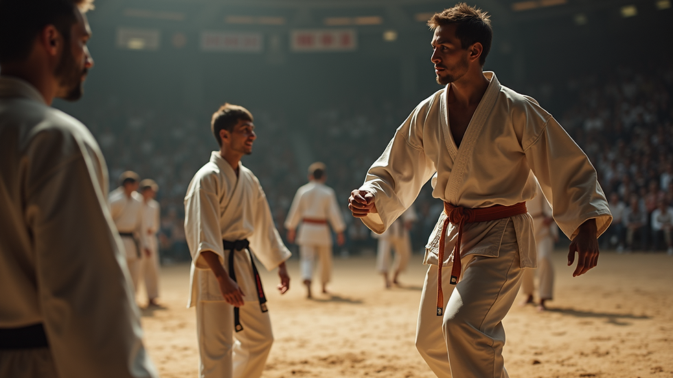 High angle view of a Kenpo competition
