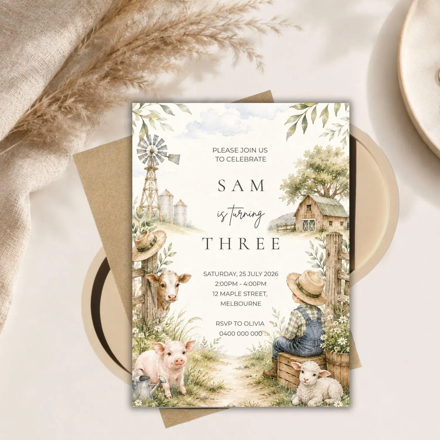 Little Farmer Birthday Invite