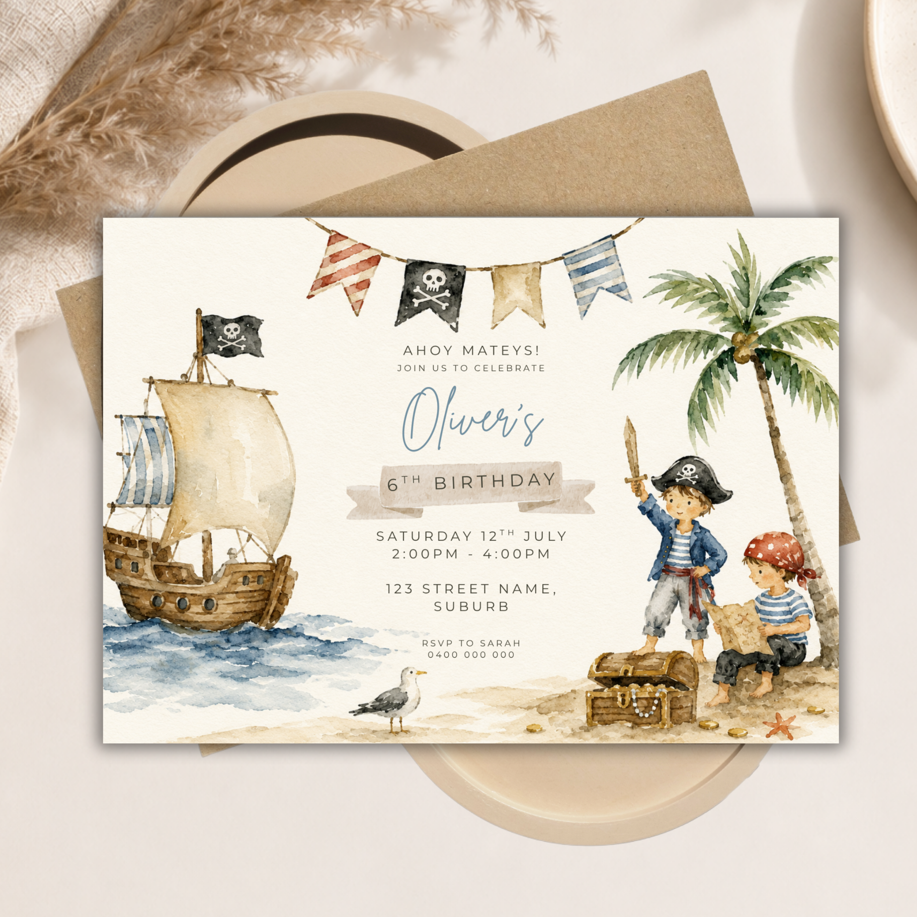 Pirate Party Invite - Landscape