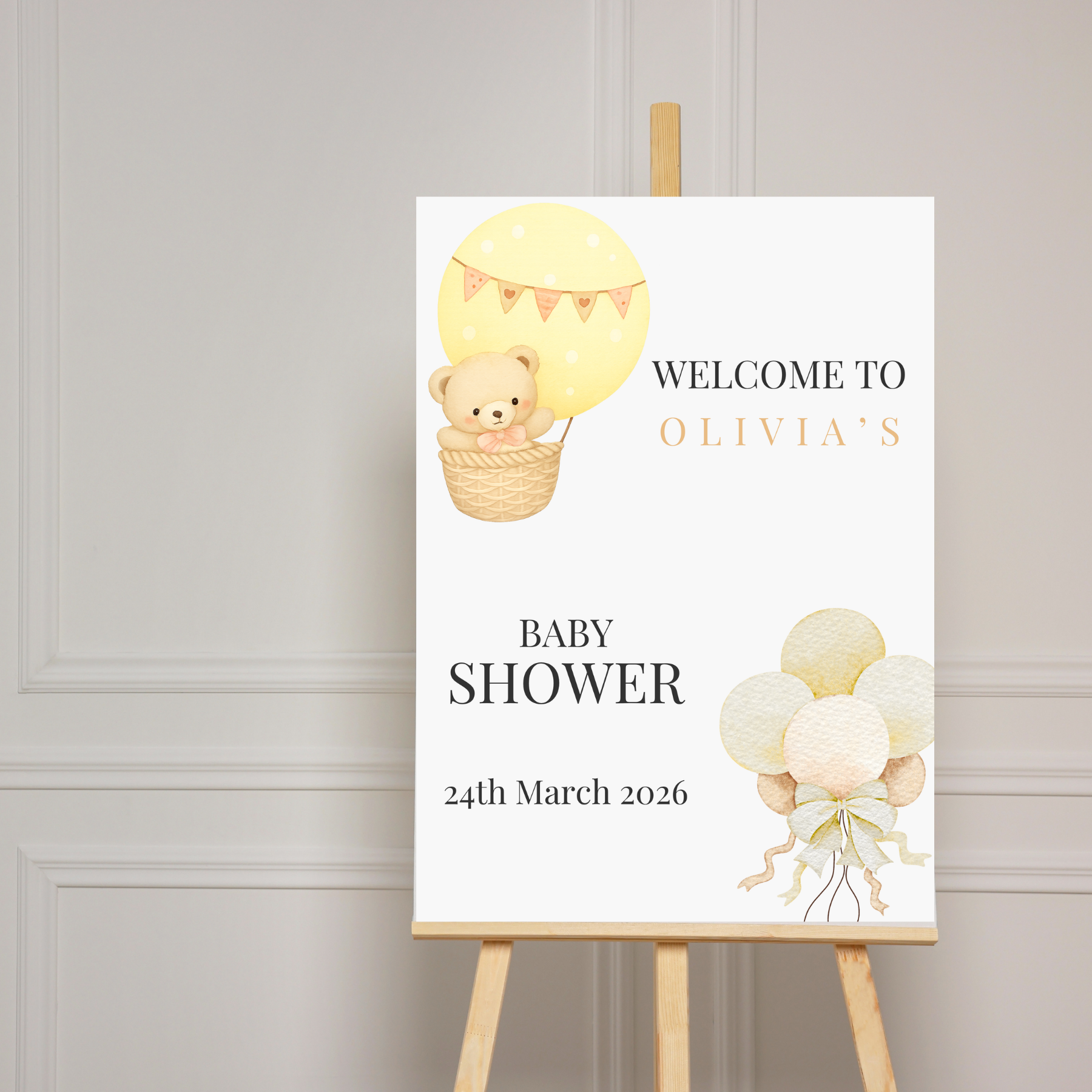 Teddy Bear Baby Shower - Welcome Invite - Yellow