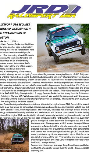 JRD Rallysport USA Clinches Seventh Straight Win and Championship in Washington