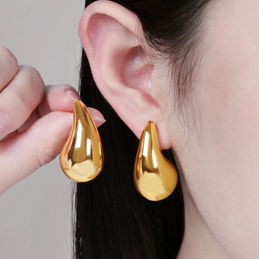 Thumbnail: 10-27mm PVD Golden Plated 316L Stainless Steel Vintage Chunky Water Drop Earring