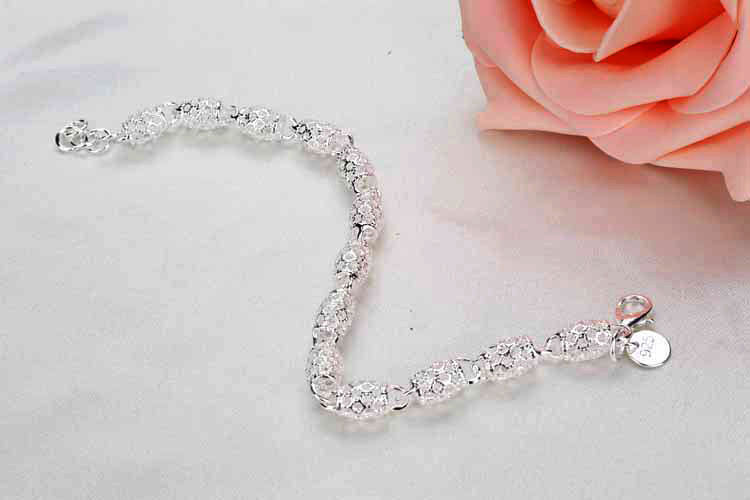 Thumbnail: 925 Sterling Silver Bracelet Zirconia Geometric Chain Linked For Women Charm Ban