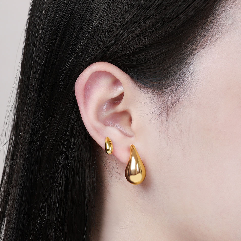 Thumbnail: 10-27mm PVD Golden Plated 316L Stainless Steel Vintage Chunky Water Drop Earring
