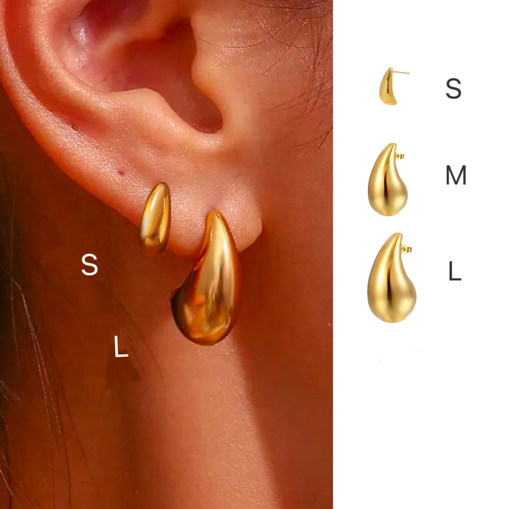 10-27mm PVD Golden Plated 316L Stainless Steel Vintage Chunky Water Drop Earring