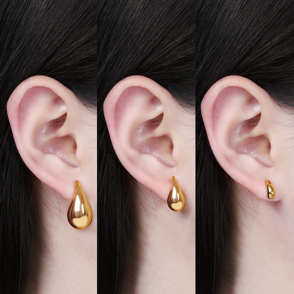 Thumbnail: 10-27mm PVD Golden Plated 316L Stainless Steel Vintage Chunky Water Drop Earring