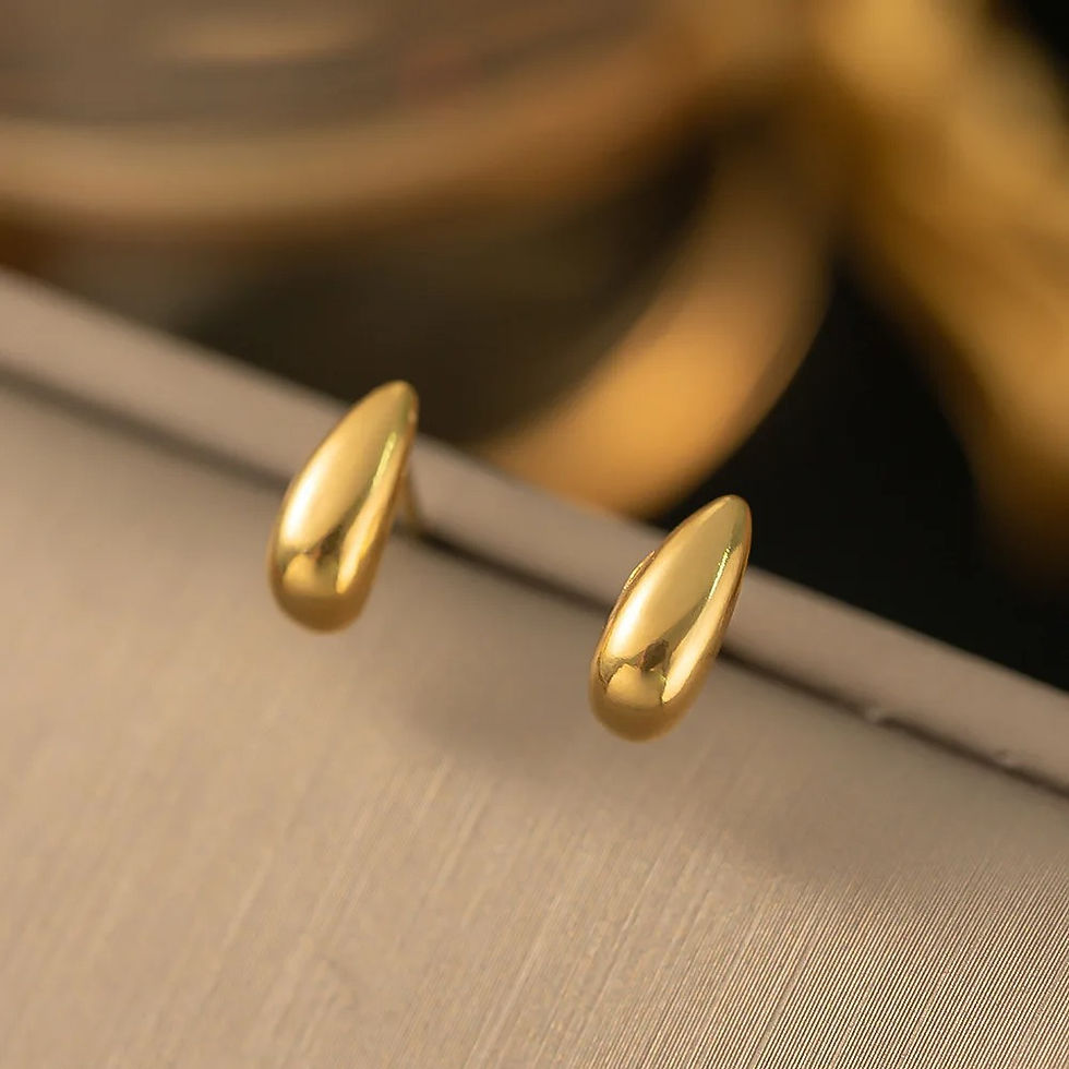 Thumbnail: 10-27mm PVD Golden Plated 316L Stainless Steel Vintage Chunky Water Drop Earring