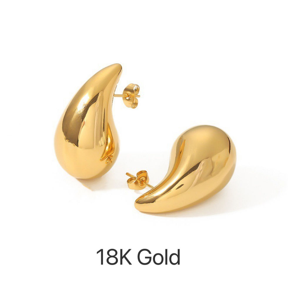 Thumbnail: 10-27mm PVD Golden Plated 316L Stainless Steel Vintage Chunky Water Drop Earring
