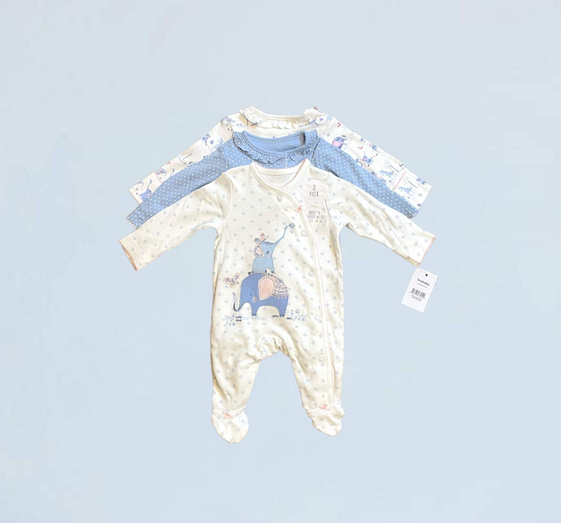 BABY tiny baby George cotton sleepsuits x 3 BNWT