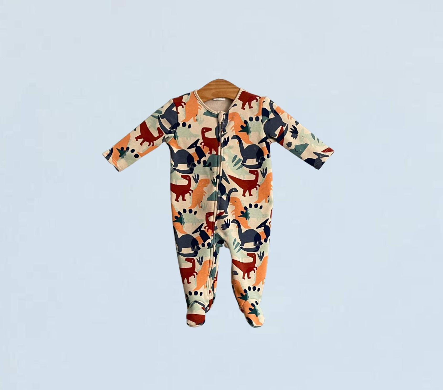 BABY 3-6 Next fleece lined dinosaur print all-in-one EUC