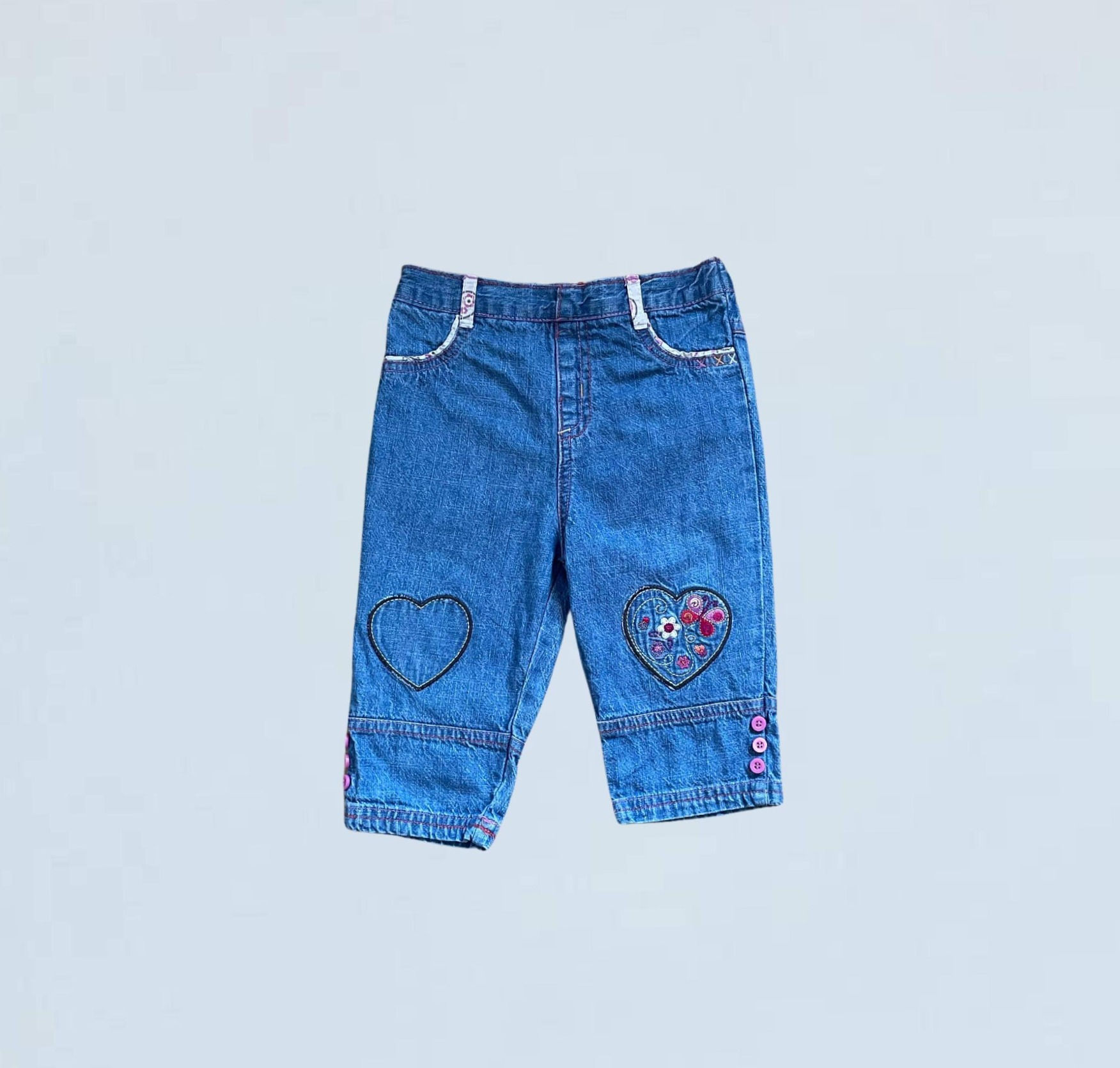 BABY 6-9 F&F embroidered denim trousers VGUC