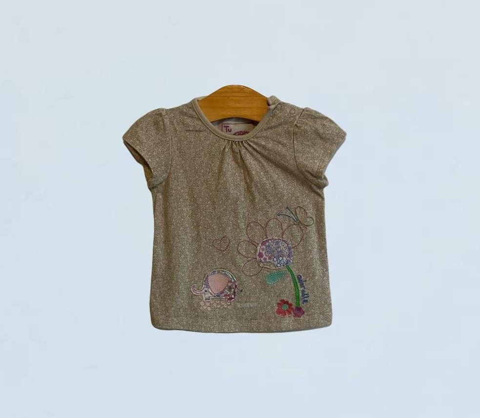 BABY 9-12 Tu appliqued cotton top EUC