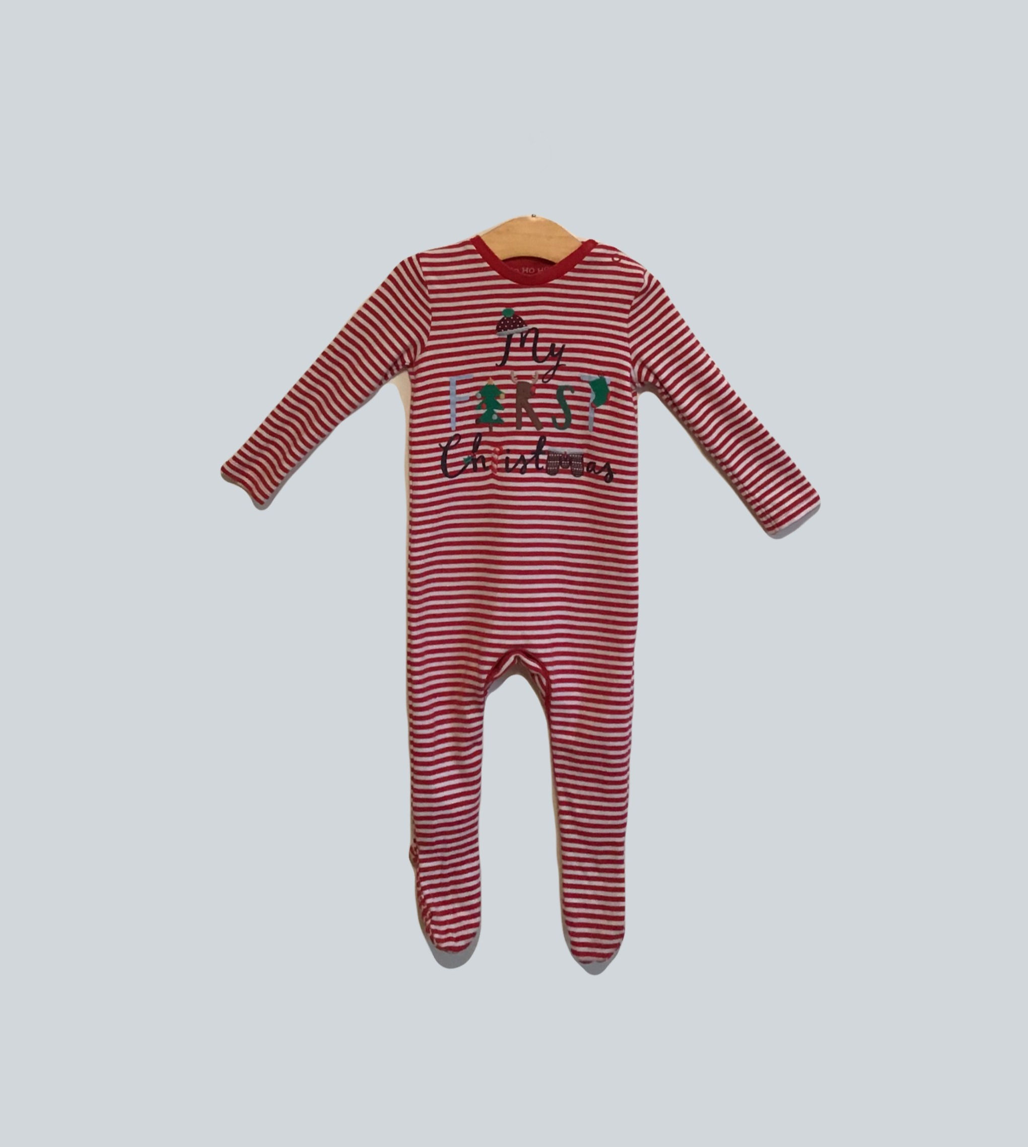 BABY 12-18 F&F 'My first Christmas' sleepsuit VGUC