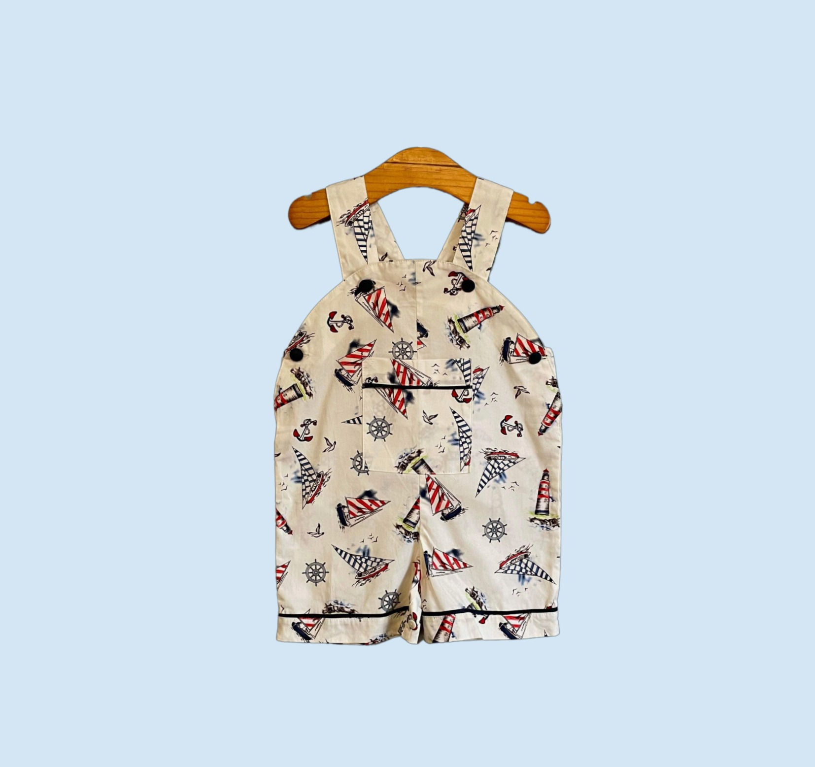 BABY 12-18 Powell Craft cotton nautical lightweight dungarees EUC