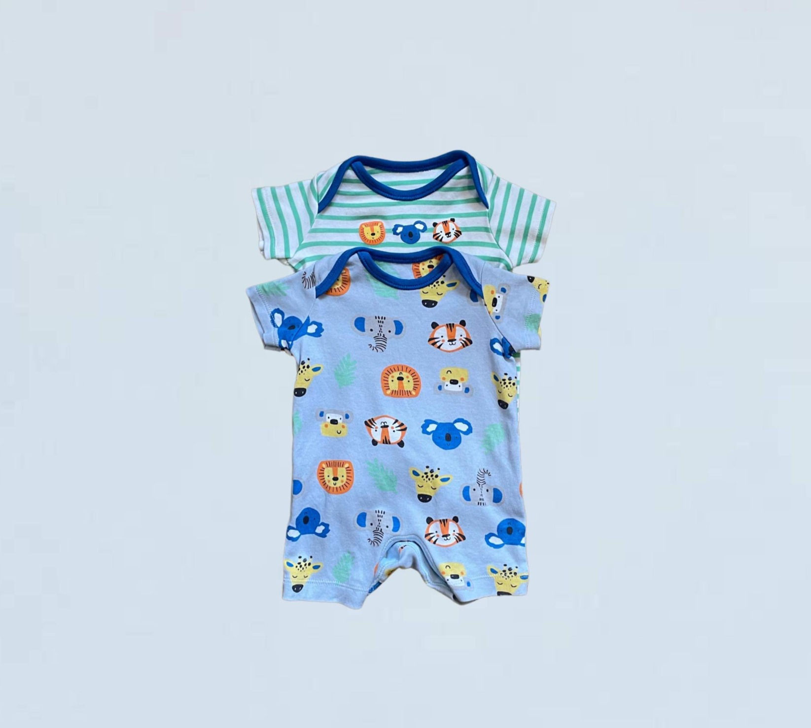 BABY newborn - 1 mth Nutmeg animal 2 pack short romper suits EUC