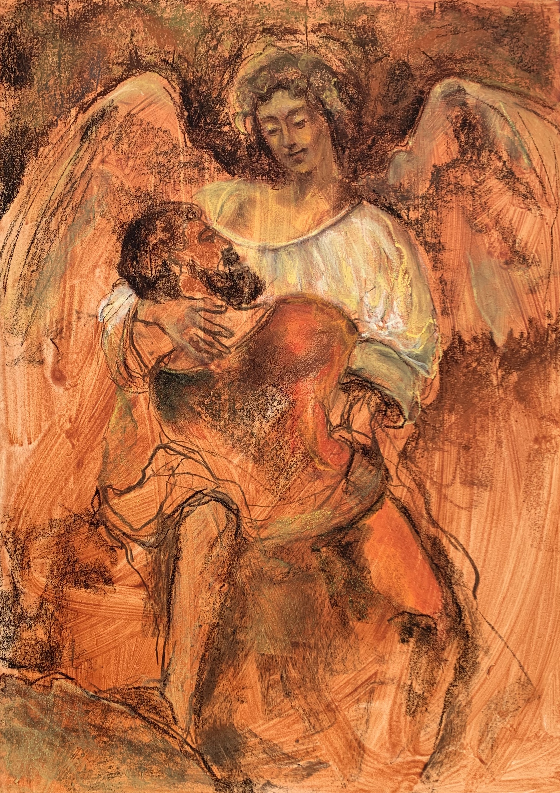 Studie naar Rembrandt, Jacob en de engel
