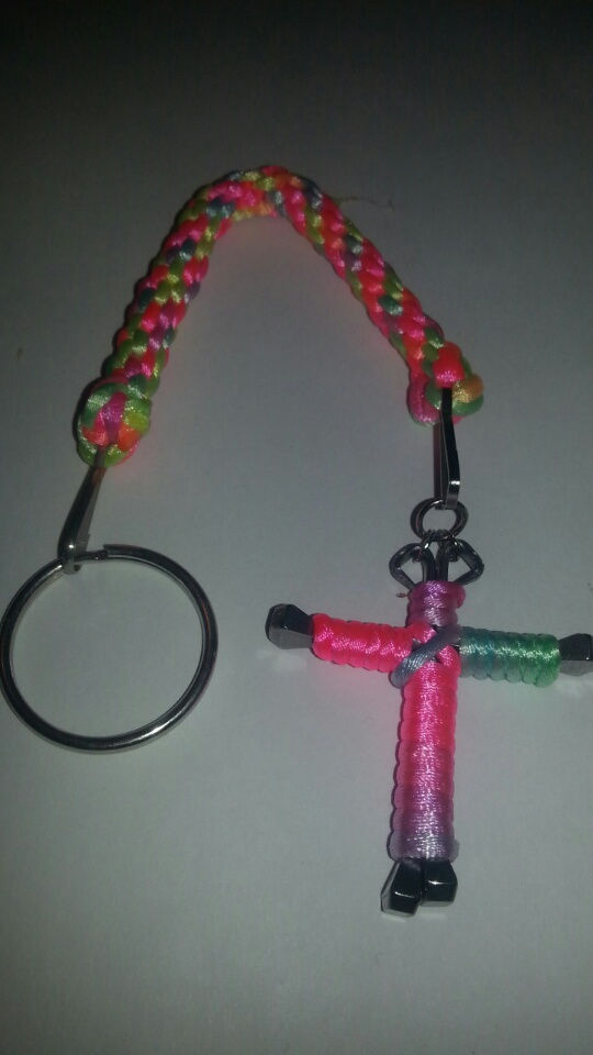 Thumbnail: Horseshoe Nail Cross Key Ring Jewelry. Any Color Combo.