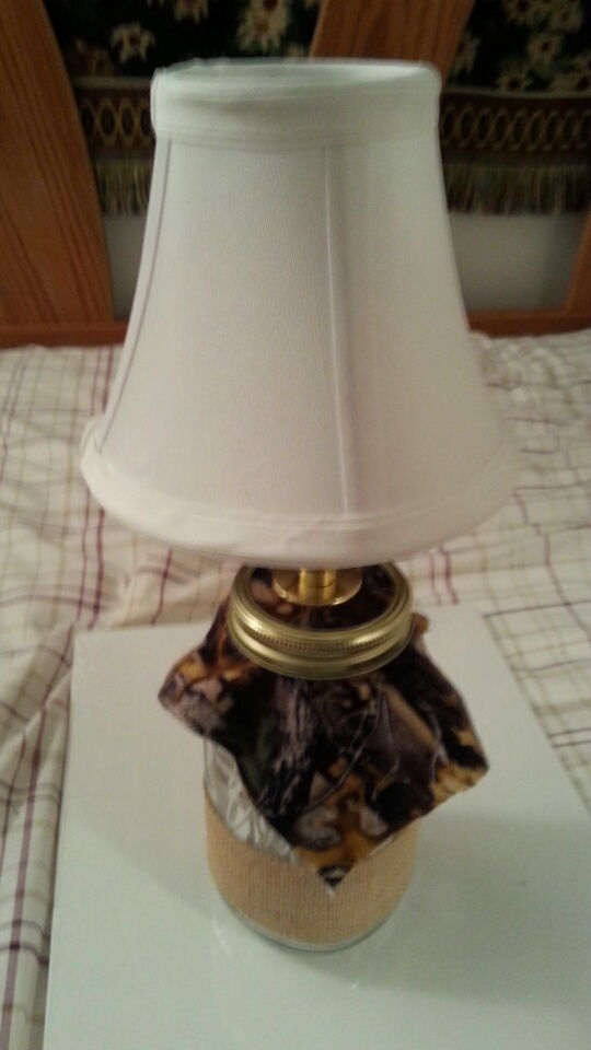 Thumbnail: Mason Jar Lamps With Choice Of Shade Color, Bow Color, Lid Cover Color.