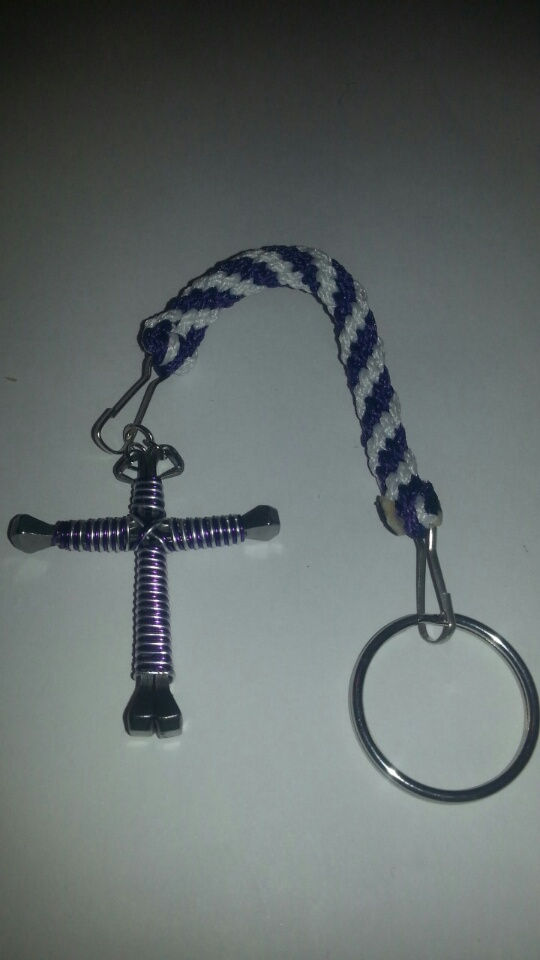 Thumbnail: Horseshoe Nail Cross Key Ring Jewelry. Any Color Combo.